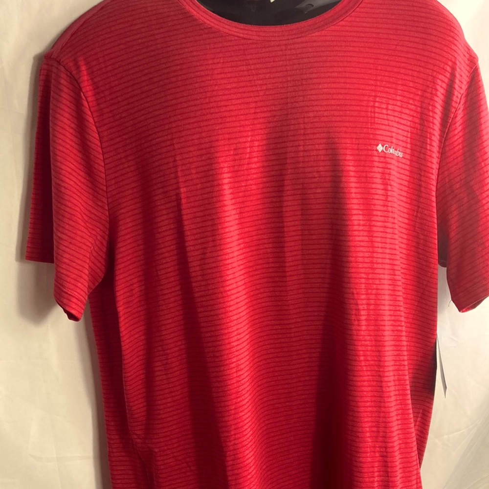 NWT Columbia t-shirt is great for summer. It is red and light red striped.